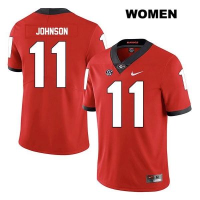 Women's Georgia Bulldogs NCAA #11 Jermaine Johnson Nike Stitched Red Legend Authentic College Football Jersey IYJ0054WG